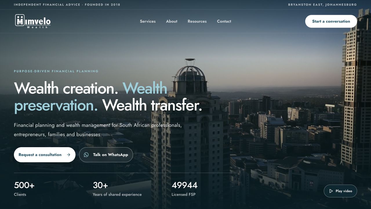 Imvelo Wealth · public website