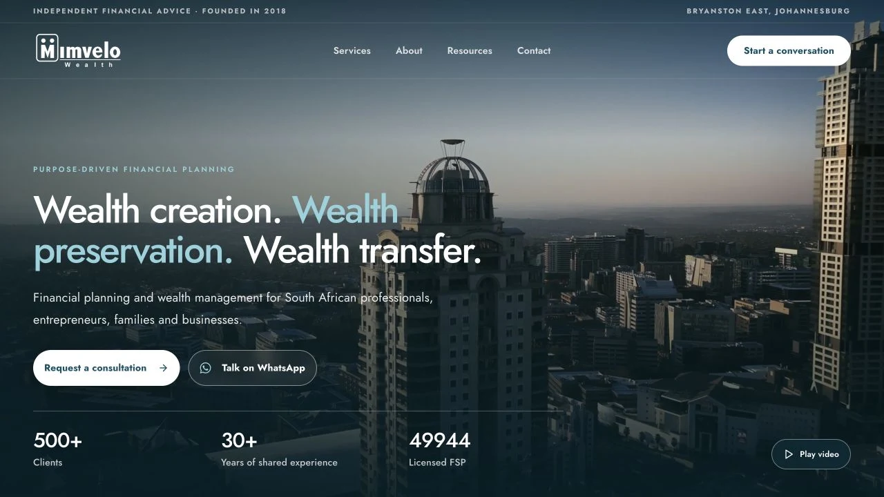 Imvelo Wealth · public website